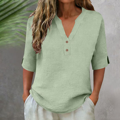💥✨Limited-time 50% Off Special Offer 💫Women's Casual V-Neck Button Top