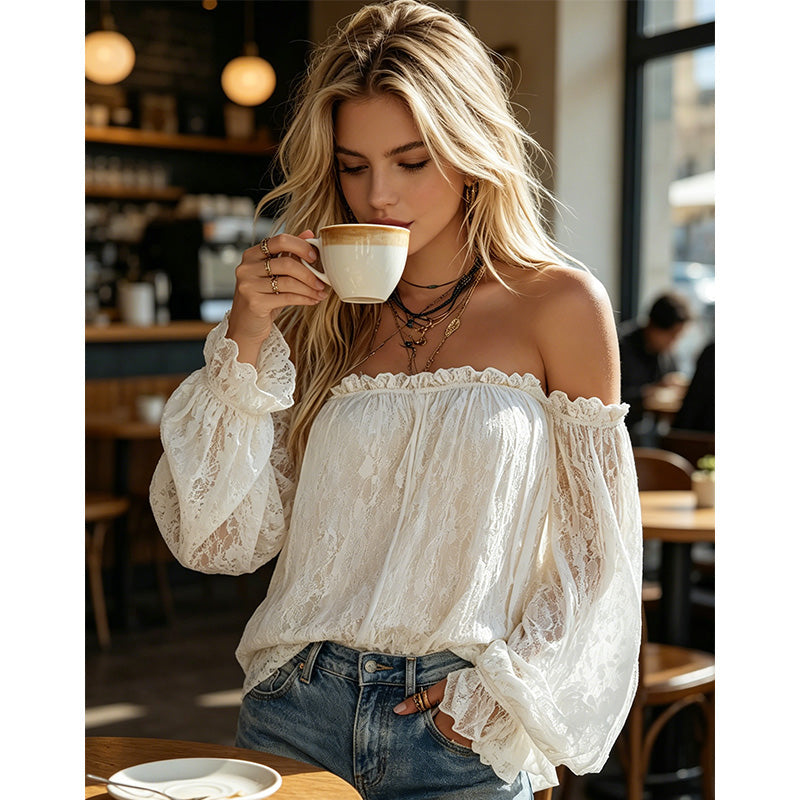 👚 50% OFF NOW! 🌸 Women's Bohemian Off-Shoulder Lace Top – 2026 New Arrivals – Romantic, breathable & perfect for summer, beach or festival vibes ✨