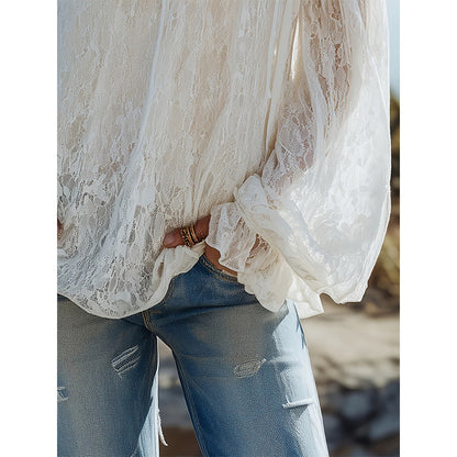 👚 50% OFF NOW! 🌸 Women's Bohemian Off-Shoulder Lace Top – 2026 New Arrivals – Romantic, breathable & perfect for summer, beach or festival vibes ✨