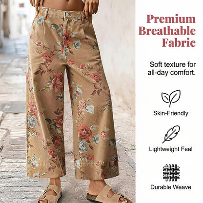 🌿HOT DEAL 51% OFF! 👖 Women’s Cropped Jeans – Chic Floral Print & Relaxed Wide-Leg Fit ☀️✨
