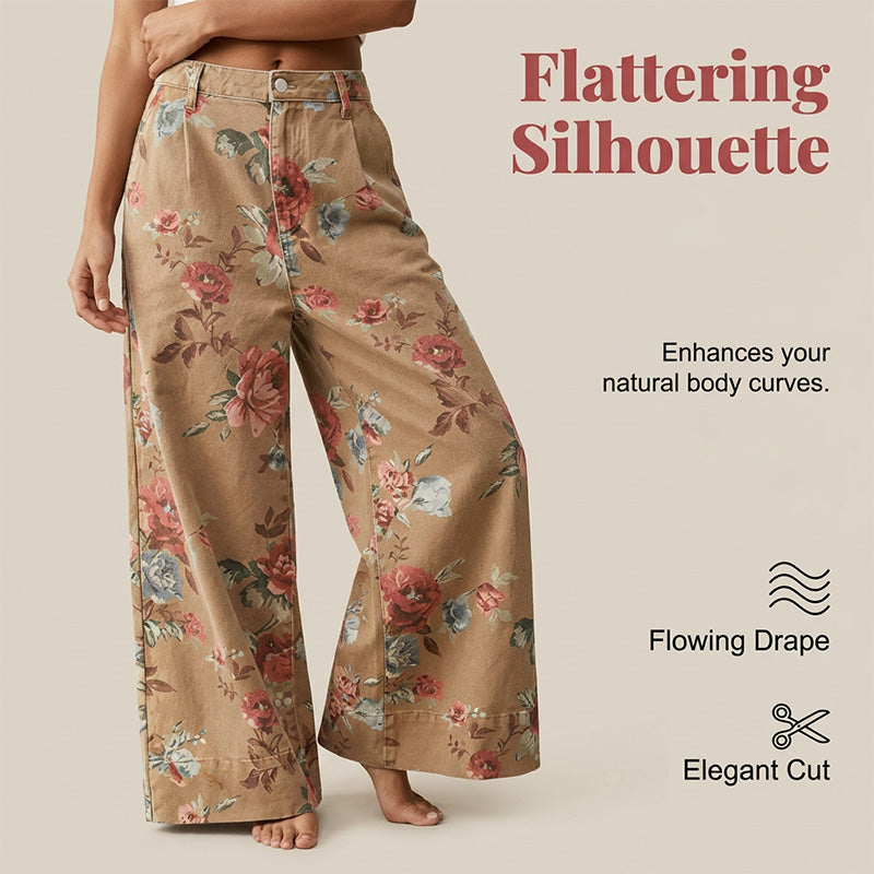 🌿HOT DEAL 51% OFF! 👖 Women’s Cropped Jeans – Chic Floral Print & Relaxed Wide-Leg Fit ☀️✨