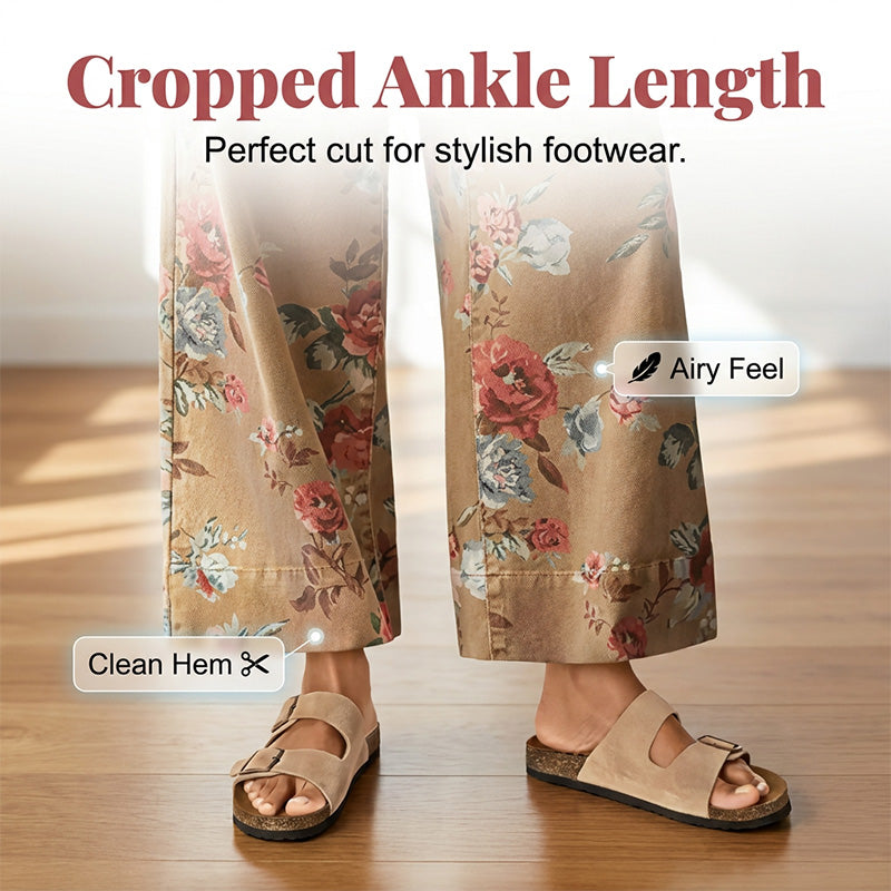🌿HOT DEAL 51% OFF! 👖 Women’s Cropped Jeans – Chic Floral Print & Relaxed Wide-Leg Fit ☀️✨