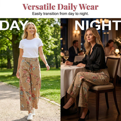 🌿HOT DEAL 51% OFF! 👖 Women’s Cropped Jeans – Chic Floral Print & Relaxed Wide-Leg Fit ☀️✨