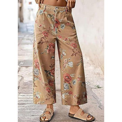 🌿HOT DEAL 51% OFF! 👖 Women’s Cropped Jeans – Chic Floral Print & Relaxed Wide-Leg Fit ☀️✨