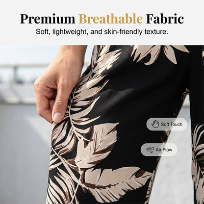 ✨Limited-time 50% Off -Women's Leaf Print Drawstring Wide-Leg Pants