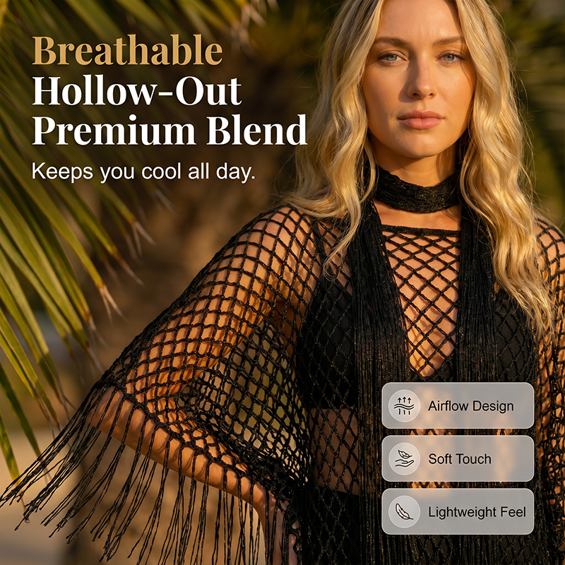 🏆 Last Day Special Price 💲12.8! 💐Summer Metallic Crochet Cover-Up – Lightweight, Flowy & Effortlessly Stylish summer outfit