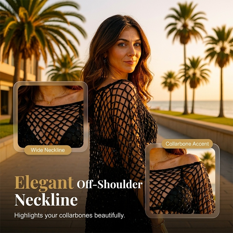 🏆 Last Day Special Price 💲12.8! 💐Summer Metallic Crochet Cover-Up – Lightweight, Flowy & Effortlessly Stylish summer outfit