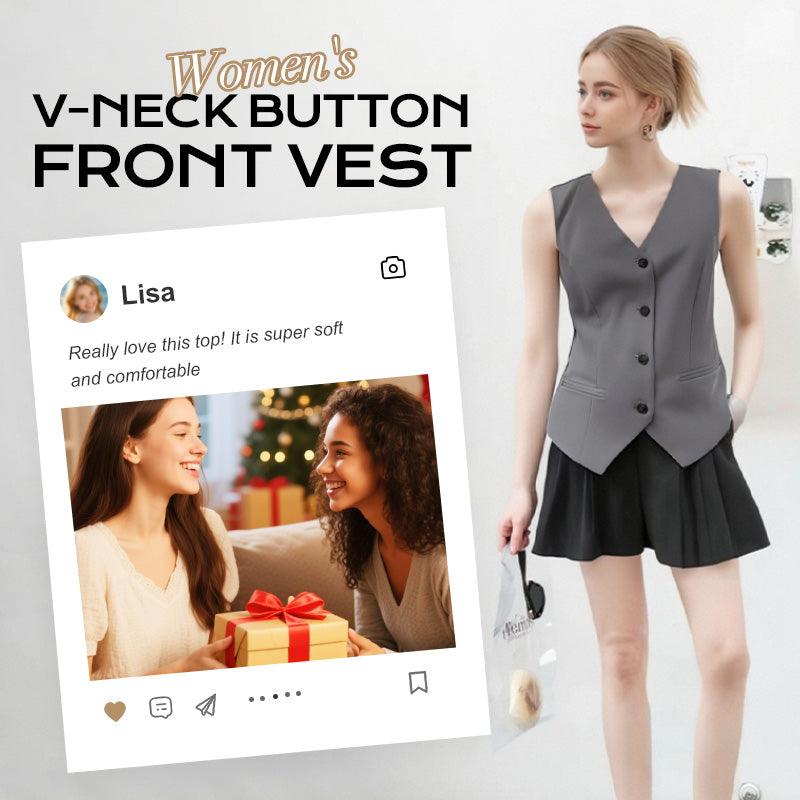 🥳2026 HOT SALE🥳 Elegant Women's V-Neck Button Front Vest