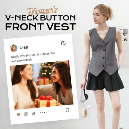 🥳2026 HOT SALE🥳 Elegant Women's V-Neck Button Front Vest