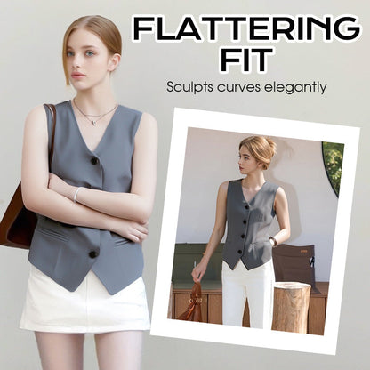 🥳2026 HOT SALE🥳 Elegant Women's V-Neck Button Front Vest