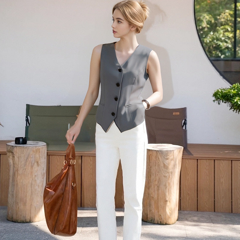 🥳2026 HOT SALE🥳 Elegant Women's V-Neck Button Front Vest
