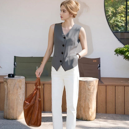 🥳2026 HOT SALE🥳 Elegant Women's V-Neck Button Front Vest