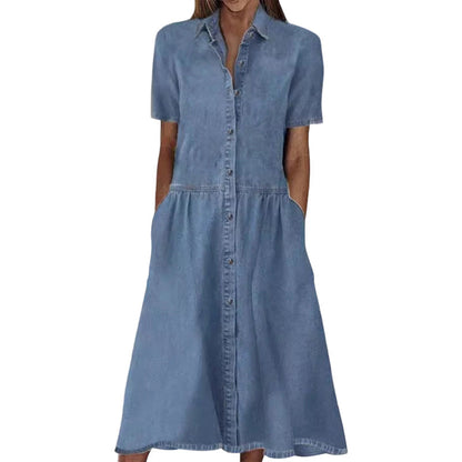 👗Women's Elegant & Casual Denim Shirt Dress – Effortless Everyday Chic ✨
