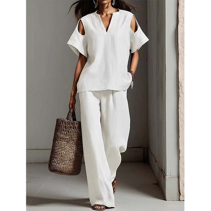 🔥 Limited-Time Sale – Up to 57% OFF✨Solid Color Relaxed Fit Tunic and Trousers Outfit