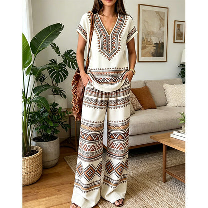 ⏳Limited-time 60% off⏰Women's Printed Top & Pants 2-Piece Set👚👖