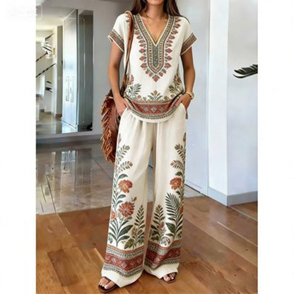⏳Limited-time 60% off⏰Women's Printed Top & Pants 2-Piece Set👚👖