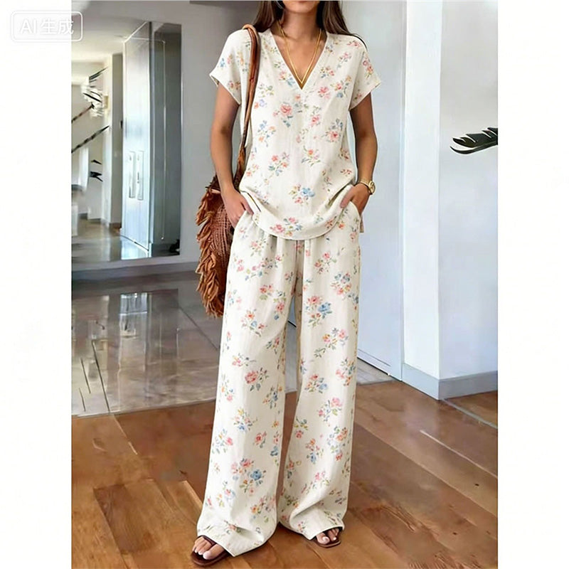⏳Limited-time 60% off⏰Women's Printed Top & Pants 2-Piece Set👚👖