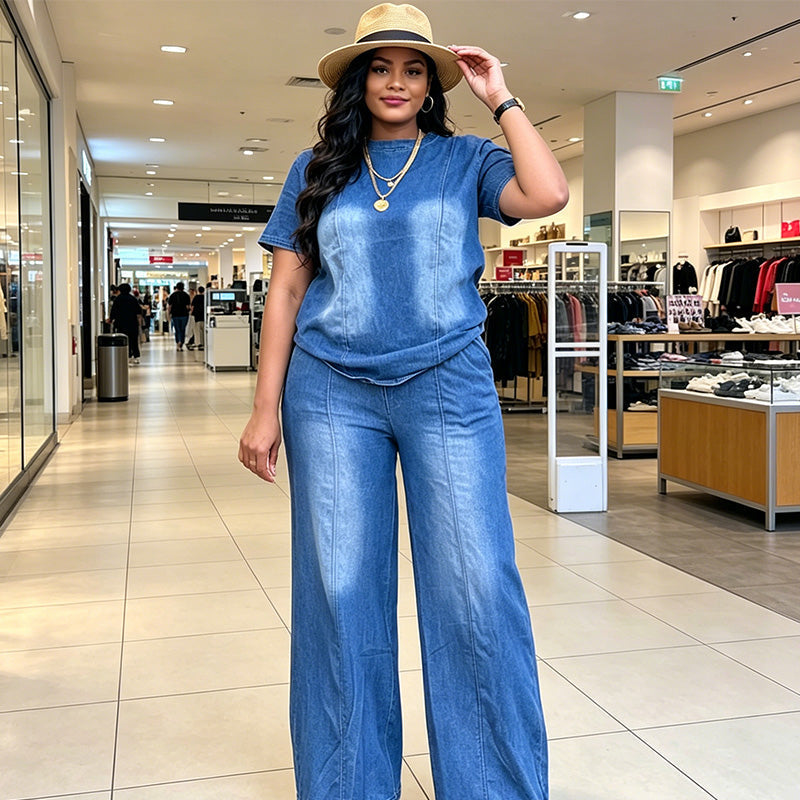 💙Women's Casual Denim Top & Pants 2-Piece Set – Effortless Everyday Summer Style☀️