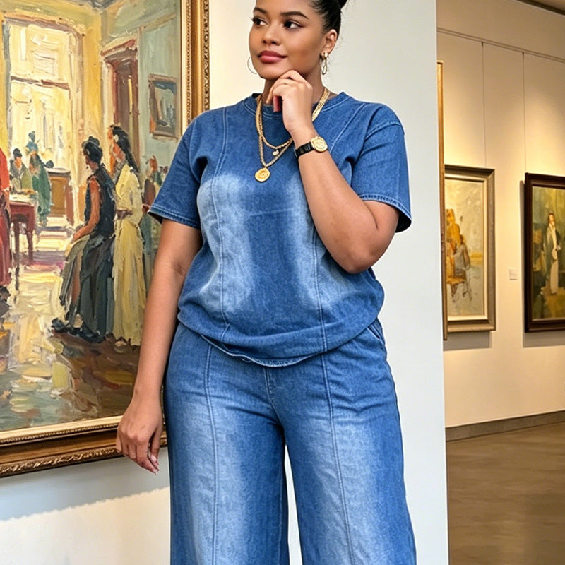 💙Women's Casual Denim Top & Pants 2-Piece Set – Effortless Everyday Summer Style☀️