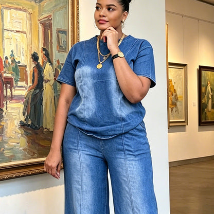 💙Women's Casual Denim Top & Pants 2-Piece Set – Effortless Everyday Summer Style☀️