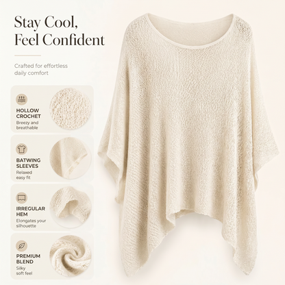 ⌛Limited-Time Offer-✨Women’s Hollow-Out Batwing Sleeve Knit Top