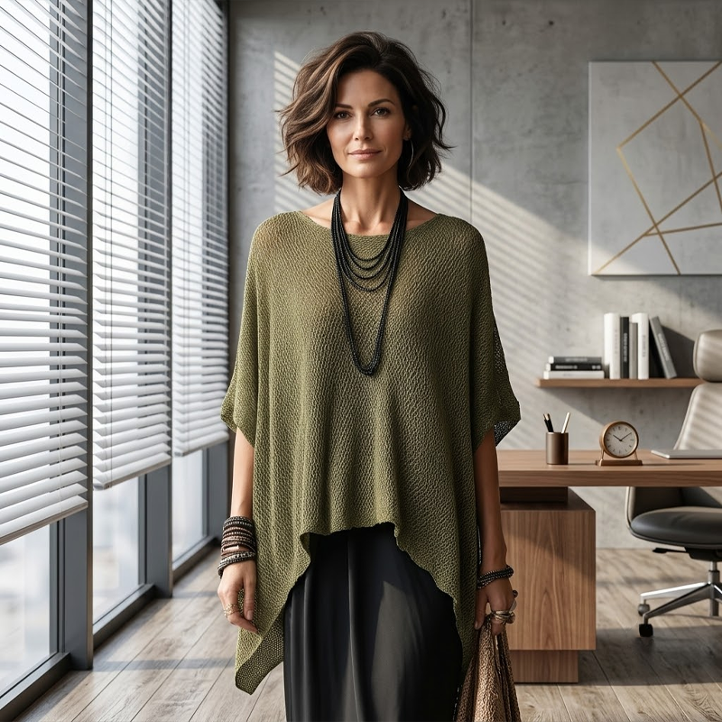 ⌛Limited-Time Offer-✨Women’s Hollow-Out Batwing Sleeve Knit Top