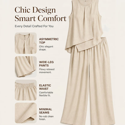 👗✨Women's Asymmetric Top & Wide-Leg Pants Set – Effortless Chic Wide-Leg Style🔥