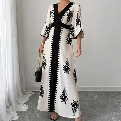 👗Women's Elegant V-Neck Print Maxi Dress– Elegant, Flattering & Effortlessly Chic ✨