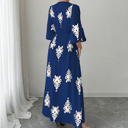 👗Women's Elegant V-Neck Print Maxi Dress– Elegant, Flattering & Effortlessly Chic ✨
