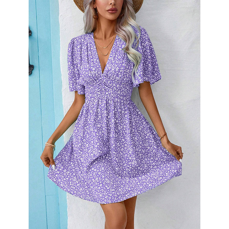 🌸☀️Women's Summer V-Neck Floral Dress – Flattering & Effortless Chic✨