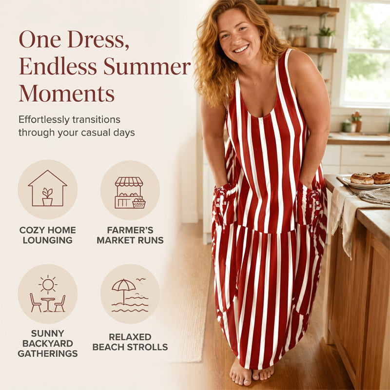 👗Women's Striped Sleeveless Maxi Dress– Effortless Summer Chic✨