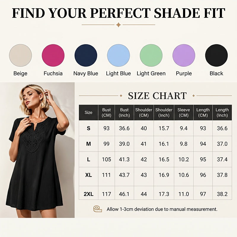 👗Women's Bohemian Lace V-Neck T-Shirt Dress – Effortless Summer Chic✨
