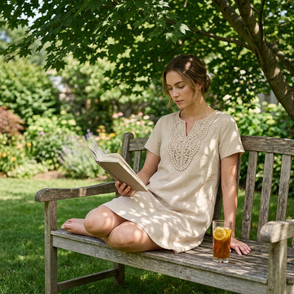 👗Women's Bohemian Lace V-Neck T-Shirt Dress – Effortless Summer Chic✨