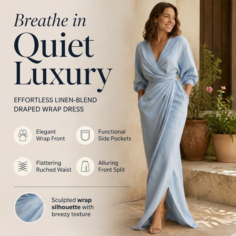 ⌛Limited-time 52% Offer-Women's Elegant V-Neck Wrap Maxi Dress👗✨