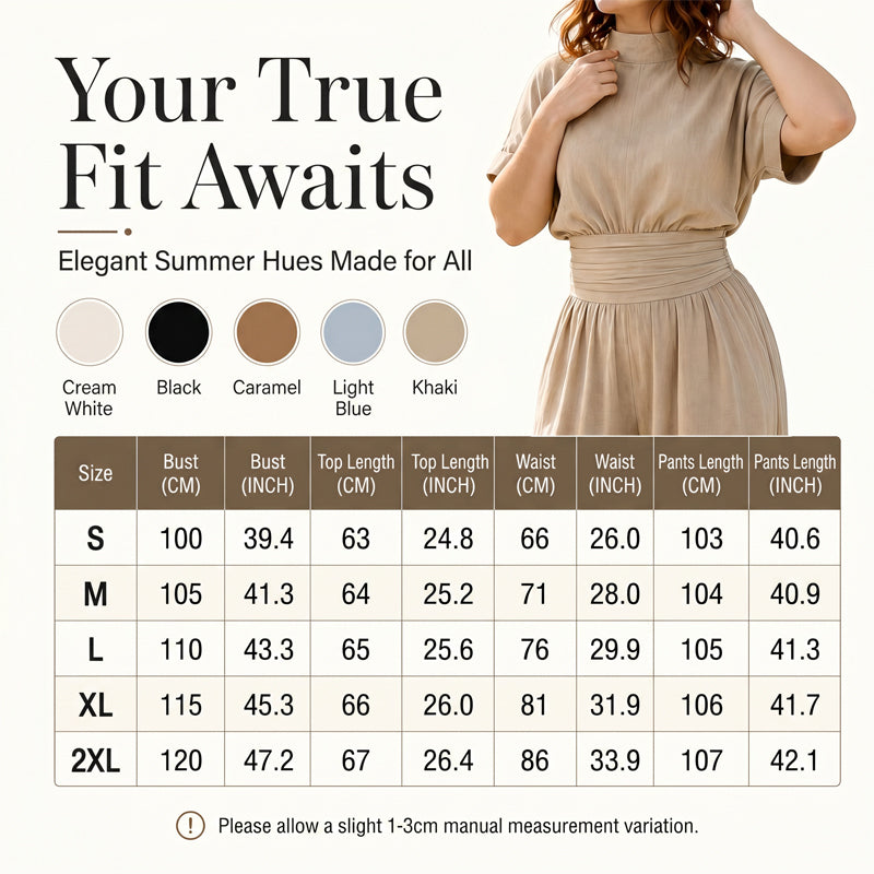 👗Women's Short Sleeve Mock Neck Wide-Leg Jumpsuit – Elegant All-in-One Outfit ✨