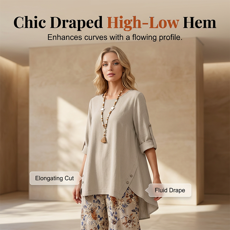 👚 50% OFF NOW! 🌿Women's Cotton Linen Half Sleeve Top ＆ Pants Set – Breathable & lightweight – Perfect for summer, office or casual days – relaxed fit with natural texture 🌸✨