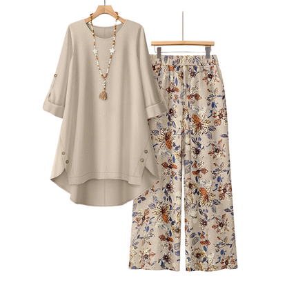 👚 50% OFF NOW! 🌿Women's Cotton Linen Half Sleeve Top ＆ Pants Set – Breathable & lightweight – Perfect for summer, office or casual days – relaxed fit with natural texture 🌸✨