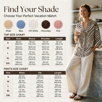 👕Women's Summer Striped 2-Piece Set - Throw On - Look Stylish Instantly☀️