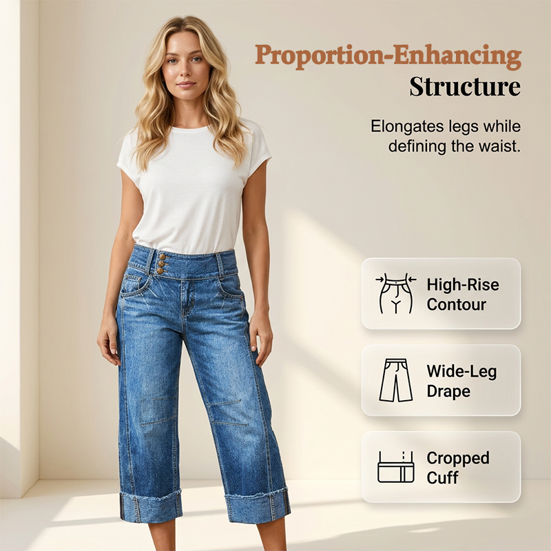 👖 52% OFF NOW! 💙 Women's Wide Leg Cropped Jeans – Button high waist & relaxed fit – Stretchy denim, perfect for casual or chic looks ✨🌸