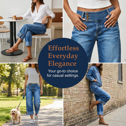 👖 52% OFF NOW! 💙 Women's Wide Leg Cropped Jeans – Button high waist & relaxed fit – Stretchy denim, perfect for casual or chic looks ✨🌸