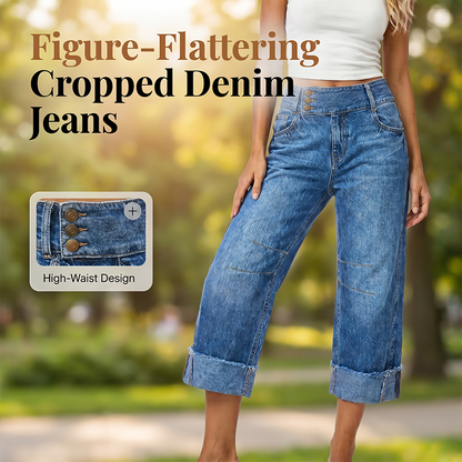 👖 52% OFF NOW! 💙 Women's Wide Leg Cropped Jeans – Button high waist & relaxed fit – Stretchy denim, perfect for casual or chic looks ✨🌸