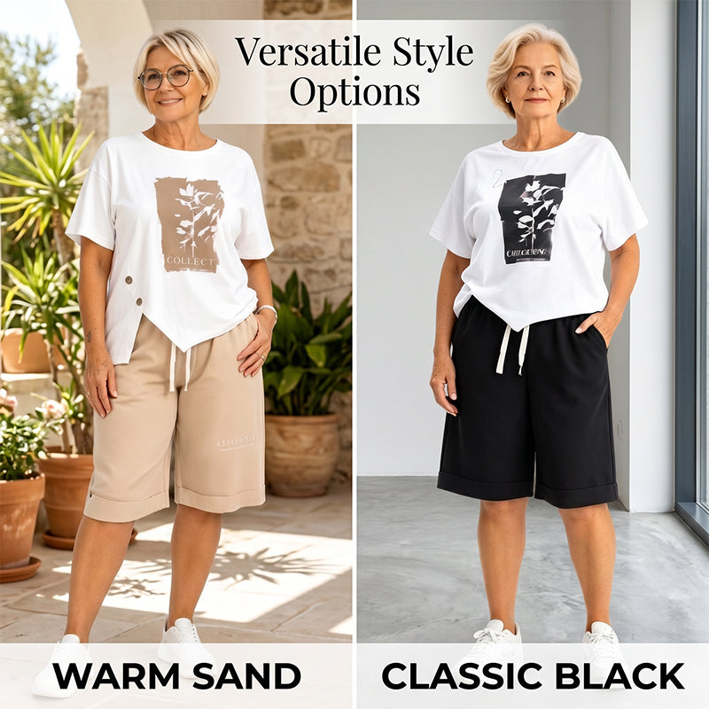 🌞Summer Hot Sale 55% OFF⚡50K+ SOLD💕👕Women Casual Two Piece Summer Shorts Set✨Loose Short Sleeve Top + Elastic Waist Shorts Loungewear Holiday Matching Outfit