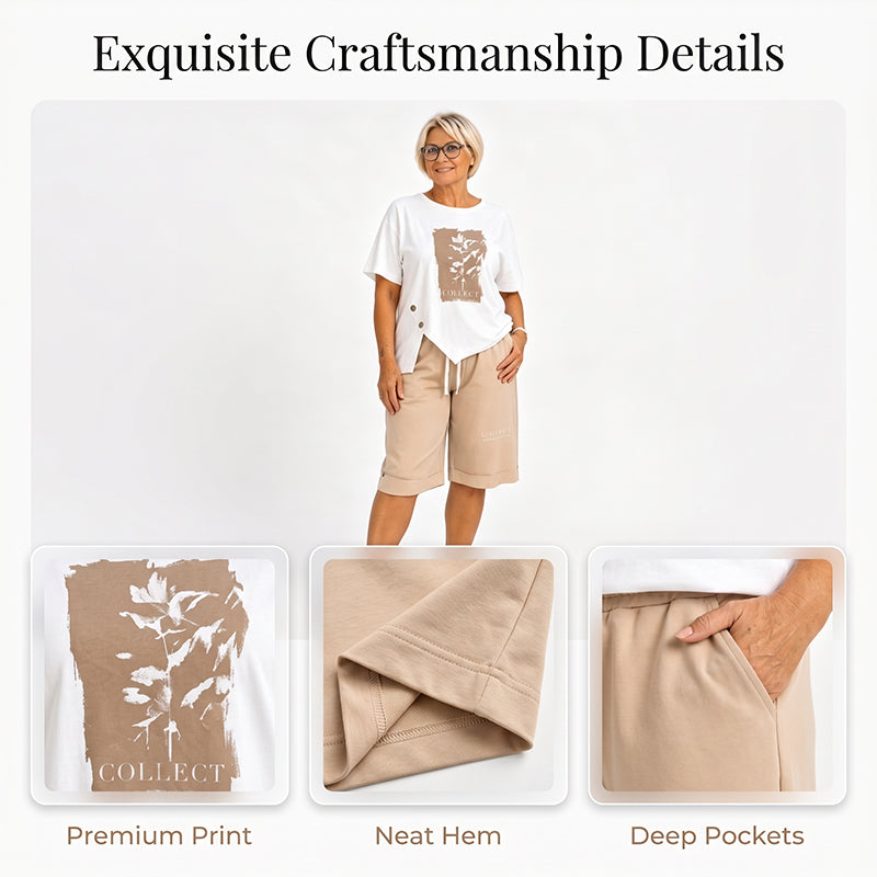 🌞Summer Hot Sale 55% OFF⚡50K+ SOLD💕👕Women Casual Two Piece Summer Shorts Set✨Loose Short Sleeve Top + Elastic Waist Shorts Loungewear Holiday Matching Outfit