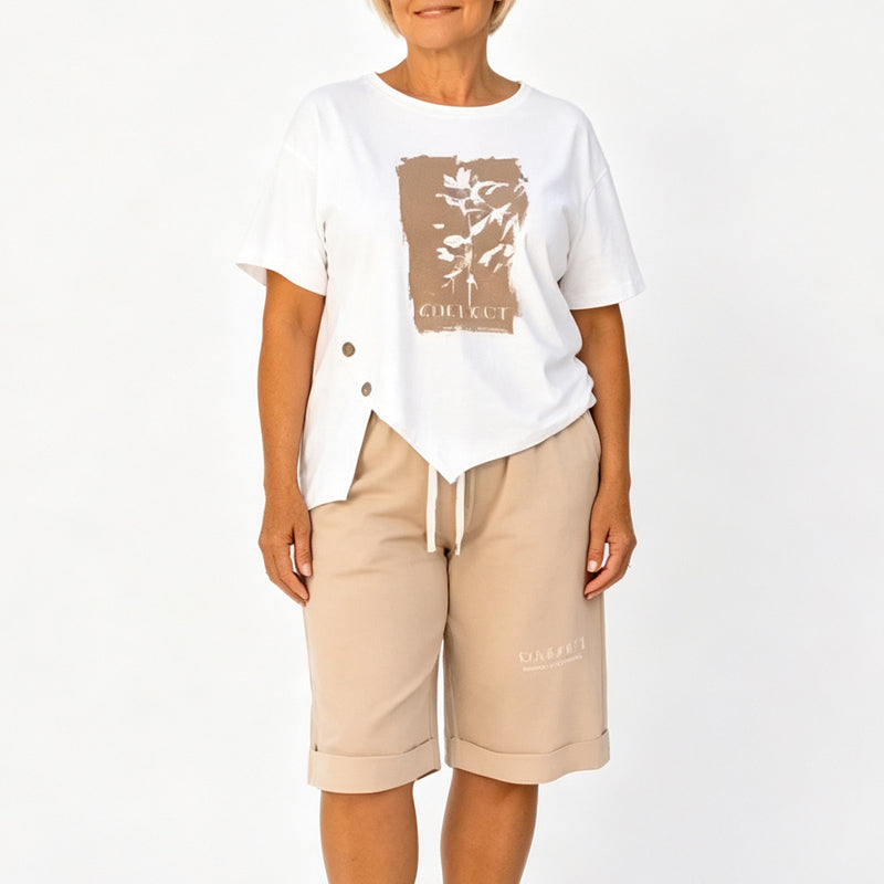 🌞Summer Hot Sale 55% OFF⚡50K+ SOLD💕👕Women Casual Two Piece Summer Shorts Set✨Loose Short Sleeve Top + Elastic Waist Shorts Loungewear Holiday Matching Outfit